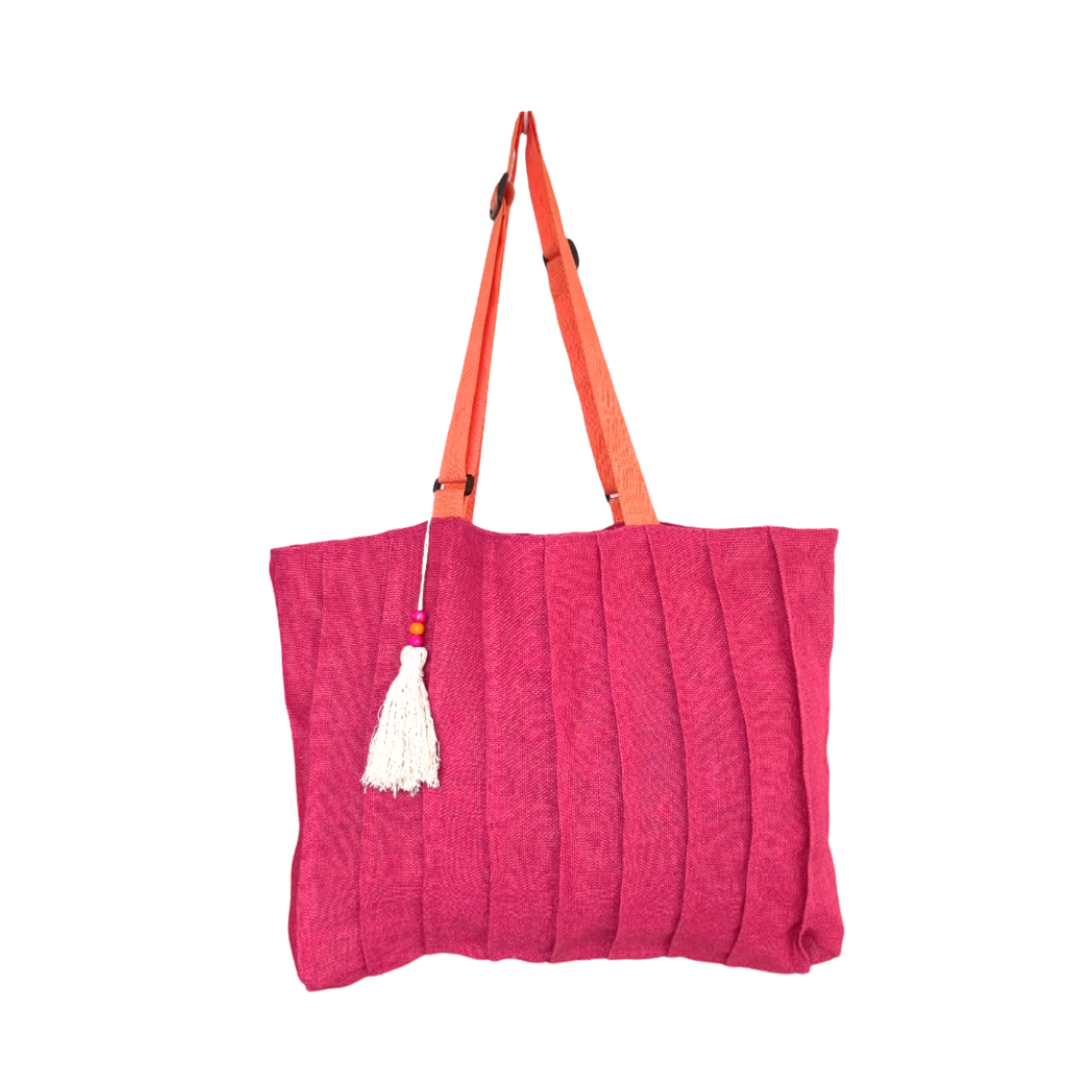 PLEATED TOTE - BERRY - Image 4