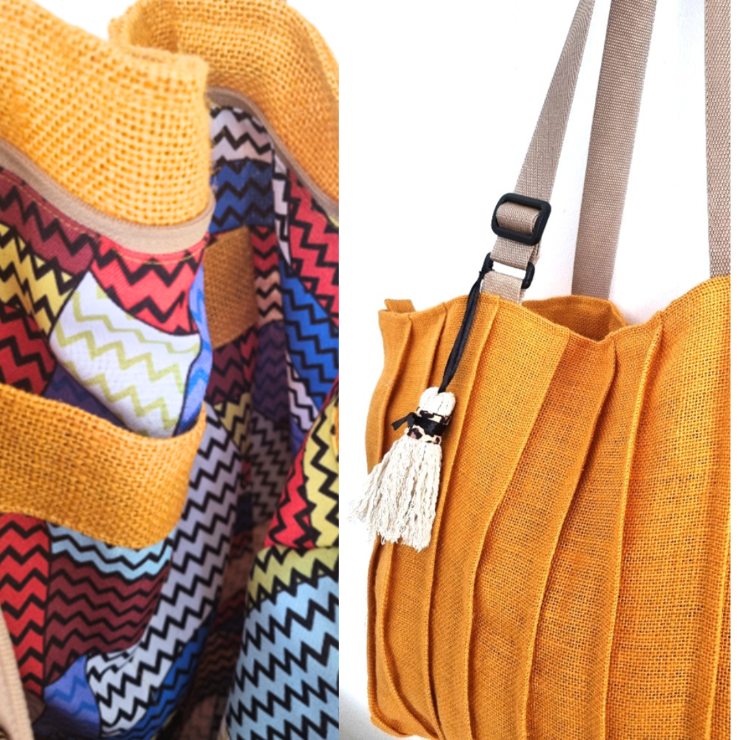PLEATED TOTE - GOLDEN YELLOW - Image 3