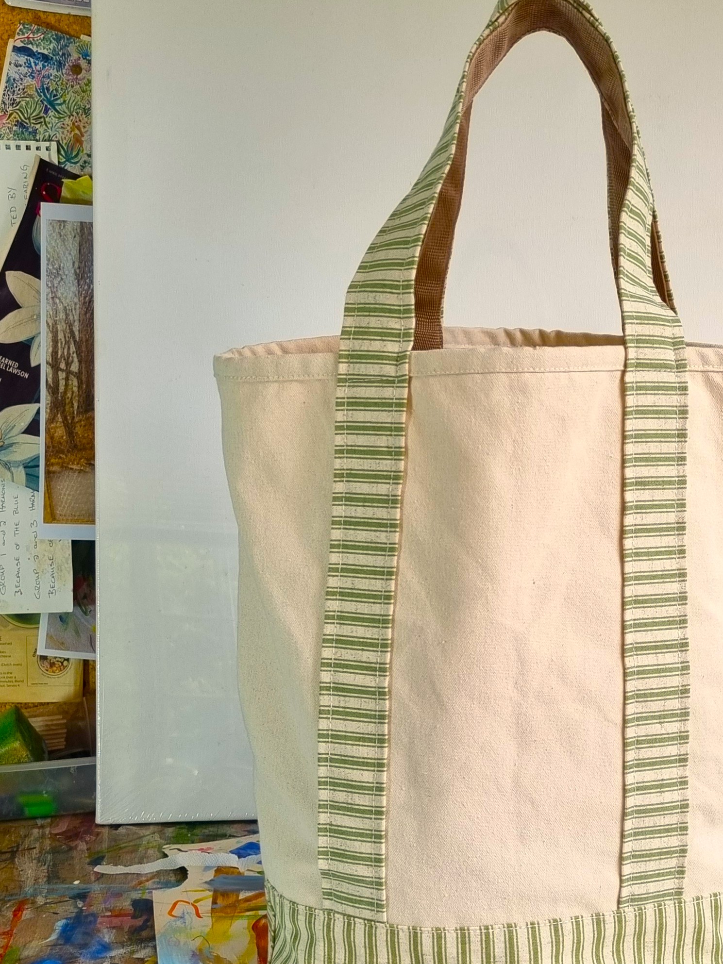 YOUR TOTE LARGE - GREEN STRIPE