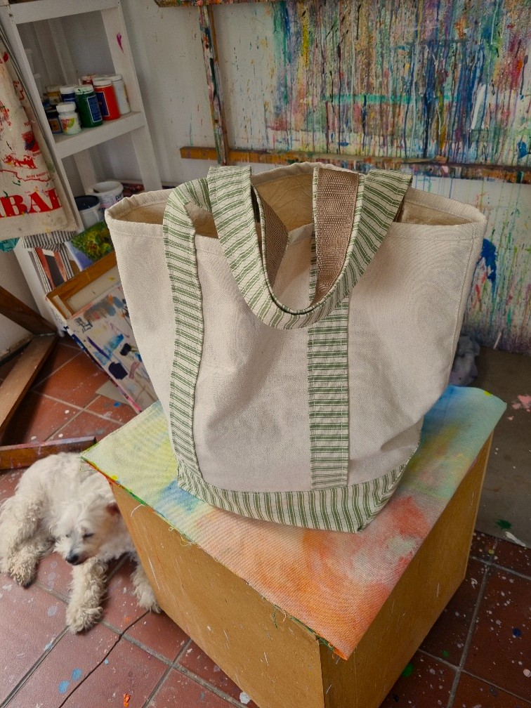 YOUR TOTE LARGE - GREEN STRIPE - Image 5
