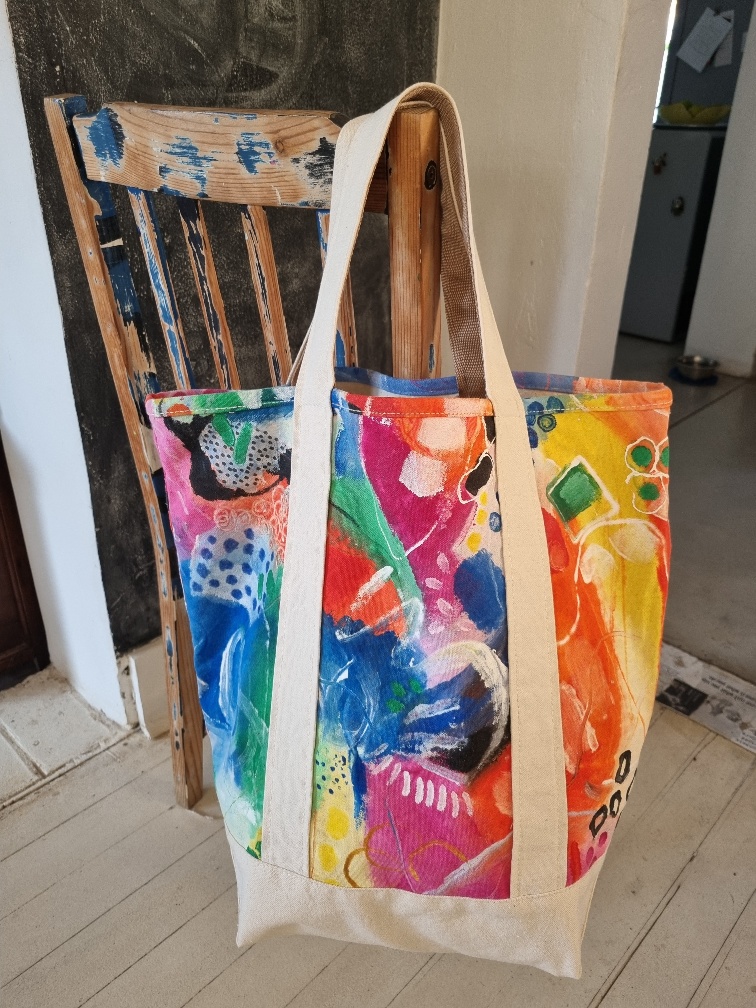 YOUR TOTE LARGE - HAND PAINTED 03-SOLD - Image 5